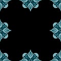 Ornamental frame. Decorative art nouveau border - corners - blue on black Royalty Free Stock Photo