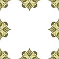 Ornamental frame. Decorative art nouveau border - corners - dark yellow on white Royalty Free Stock Photo