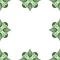 Ornamental frame. Decorative art nouveau border - corners - green on white Royalty Free Stock Photo