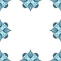 Ornamental frame. Decorative art nouveau border - corners - light blue on white Royalty Free Stock Photo