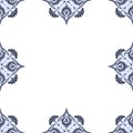 Ornamental frame. Decorative art nouveau border - corners - blue on white Royalty Free Stock Photo