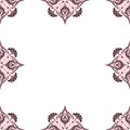 Ornamental frame. Decorative art nouveau border - corners - pink and grey on white Royalty Free Stock Photo
