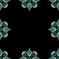 Ornamental frame. Decorative art nouveau border - corners - turquoise green on black Royalty Free Stock Photo