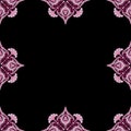 Ornamental frame. Decorative art nouveau border - corners - pink on black Royalty Free Stock Photo