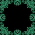 Ornamental frame. Decorative mosaic border - light green on black background Royalty Free Stock Photo