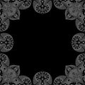 Ornamental frame. Decorative mosaic border - light greys on black background