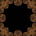 Ornamental frame. Decorative mosaic border - light orange brown on black background Royalty Free Stock Photo