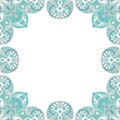 Ornamental frame. Decorative mosaic border - light turquoises and blues on white background Royalty Free Stock Photo