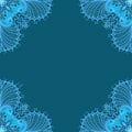 Ornamental frame. Decorative mosaic border - turquoise on dark blue background Royalty Free Stock Photo
