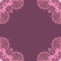 Ornamental frame. Decorative mosaic border - light pink on dark violet background Royalty Free Stock Photo