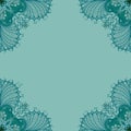 Ornamental frame. Decorative mosaic border - turquoise on light blue background Royalty Free Stock Photo