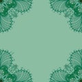 Ornamental frame. Decorative mosaic border - dark green on light turquoise background Royalty Free Stock Photo