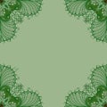 Ornamental frame. Decorative mosaic border - greens on light green background Royalty Free Stock Photo