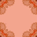 Ornamental frame. Decorative mosaic border - orange brown on light pink background Royalty Free Stock Photo