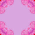 Ornamental frame. Decorative mosaic border - strong pink on light purple background Royalty Free Stock Photo
