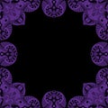 Ornamental frame. Decorative mosaic border - strong blue violet on black background Royalty Free Stock Photo