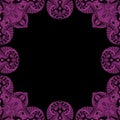 Ornamental frame. Decorative mosaic border - strong purple on black background Royalty Free Stock Photo