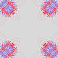 Ornamental frame. Decorative organic border - corners - strong blue and red