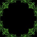 Ornamental frame. Decorative border - strong green on black background Royalty Free Stock Photo