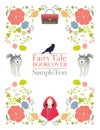 Ornamental frame of flowers, animals and little red riding hood. Coverbook for fables and fairy tales. Vintage style storybook Royalty Free Stock Photo