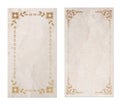 Ornamental frames for playing and tarot cards, invitations, menus, social networks... on aged and stained paper background