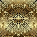 Ornamental gold Baroque 3d vector seamless pattern. Greek key meanders ornament. Antique floral symmetrical background Royalty Free Stock Photo