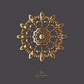 Ornamental gold flower oriental mandala on grey color background Royalty Free Stock Photo