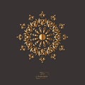 Ornamental gold flower oriental mandala on grey color background Royalty Free Stock Photo