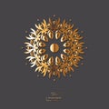 Ornamental gold flower oriental mandala on grey color background Royalty Free Stock Photo