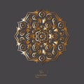 Ornamental gold flower oriental mandala on grey color background Royalty Free Stock Photo