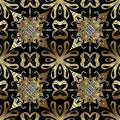 Ornamental gold vintage vector seamless pattern. Greek style ornate floral background. Geometric repeat backdrop Royalty Free Stock Photo