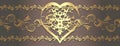 Ornamental golden border with shining heart Royalty Free Stock Photo