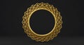 Ornamental Golden Circle Frame with Intricate Pattern on Dark Background Royalty Free Stock Photo