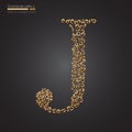 Ornamental Golden Floral Letter J