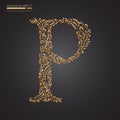 Ornamental Golden Floral Letter P