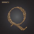 Ornamental Golden Floral Letter Q