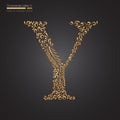 Ornamental Golden Floral Letter Y