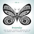 Ornamental hand drawn vintage vector butterfly