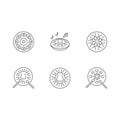 Ornamental handpan pixel perfect linear icons set Royalty Free Stock Photo