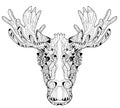 Ornamental head of elk layered vector illustration