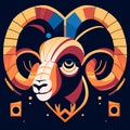 Ornamental head of ram. Vector illustration for t-shirt print Generative AI