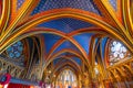 Ornamental interior of Lower chapel of Sainte-Chapelle Royalty Free Stock Photo