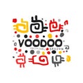Ornamental kid s style drawing Voodoo magic logo. Abstract magical theme pattern. Religion and culture. Colorful hand