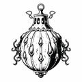 Medieval-inspired Black And White Ornament Drawing