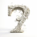 Elaborate Floral Pattern 3d Letter Sculpture On White Background