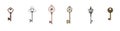 Ornamental medieval vintage keys for your design isolated on white background