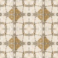 Ornamental modern grunge 3d vector seamless pattern. Textured light grungy background. Geometric repeat abstract
