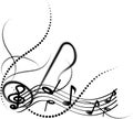 Ornamental music notes with swirls on white background Royalty Free Stock Photo