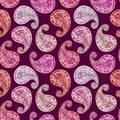 Ornamental paisley pattern. Indian linen design. Paisley seamless pattern. Decorative ethnic background. Colorful lace Royalty Free Stock Photo