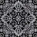 Ornamental Paisley vector seamless pattern. Arabesque style floral background. Ethnic black and white backdrop. Greek Royalty Free Stock Photo